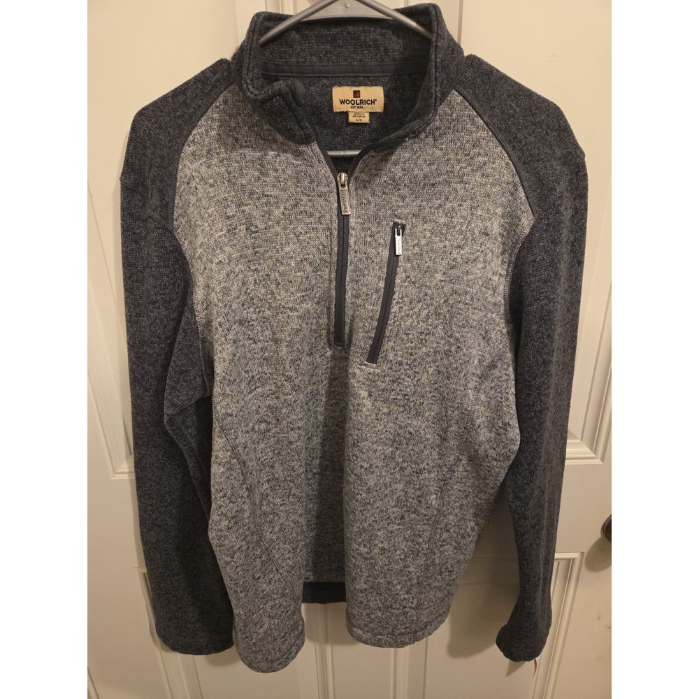 Woolrich 1/4 Zip Angler Fleece Pullover Sweater Gray Mens Large